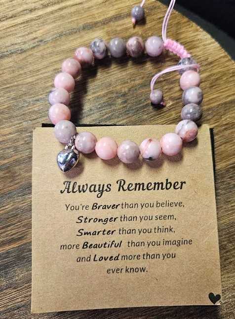 Always remember Pink bead Bracelet