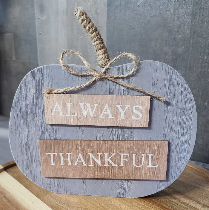 Always Thankful Pumpkin Shelf sitter