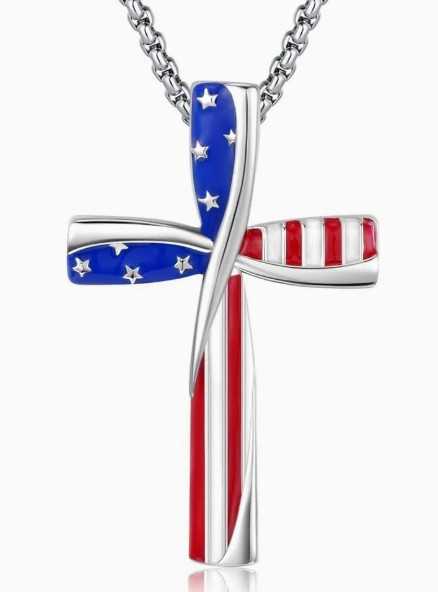 American Flag Cross Necklace