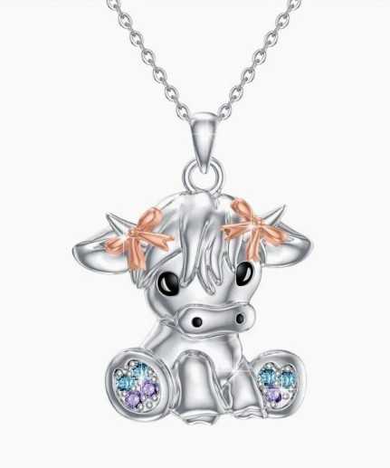 Baby Highland Cow Pendant Necklace