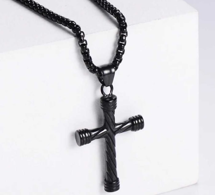 Black Stainless Steel Cross Necklace