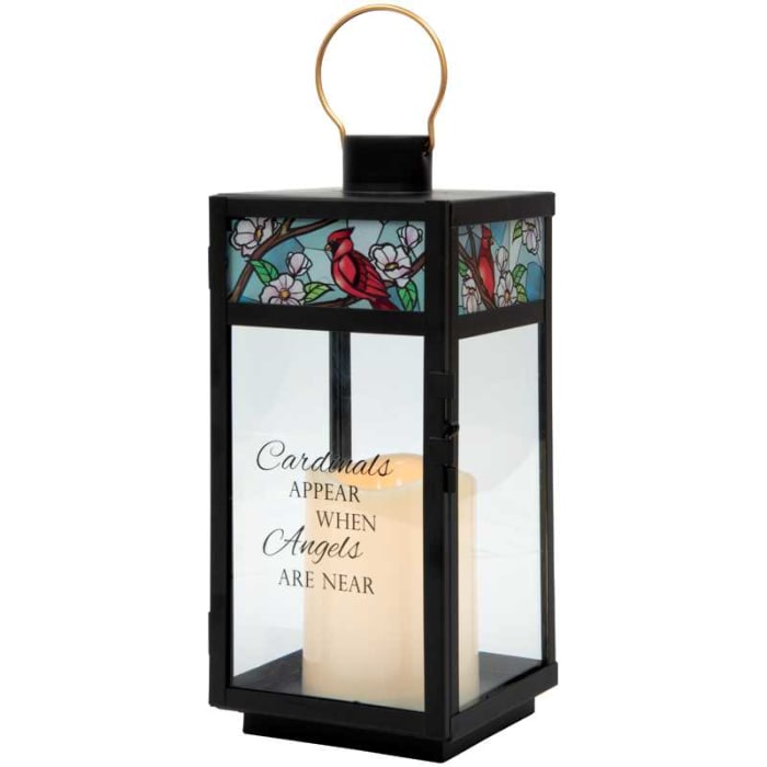 "Cardinals Appear" StainedGlass Top Lantern