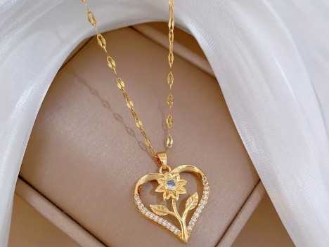 Flower in a Heart Necklace