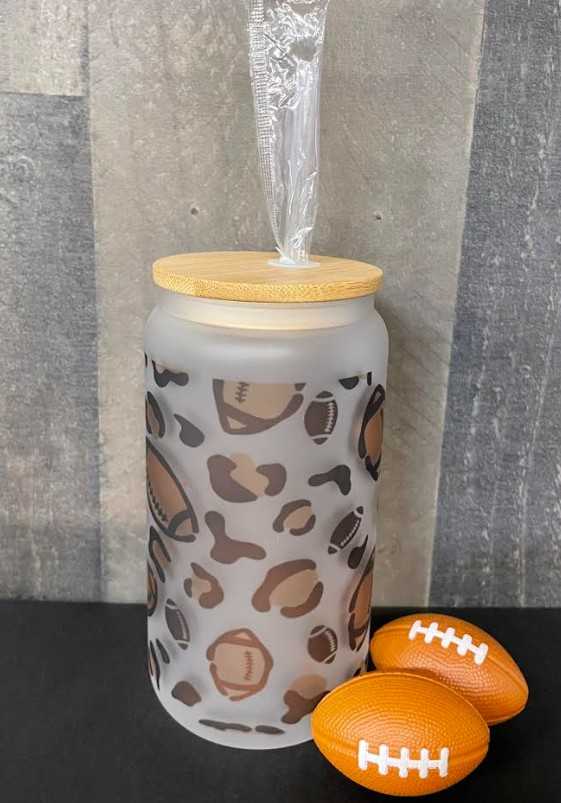 Glass Football Tumbler