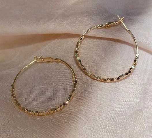 Gold Beaded Hoop Earrings