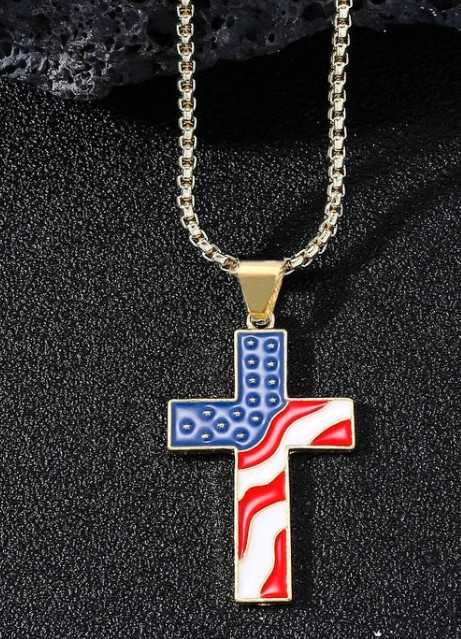 Gold Flag cross Necklace
