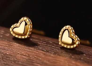 Gold Heart Shape Ear Studs