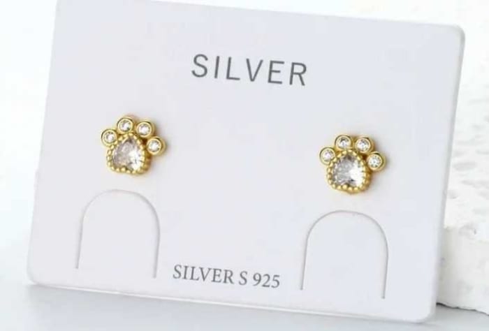 Gold Paw Print Earrings