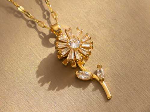 Gold sunflower Rotating Necklace