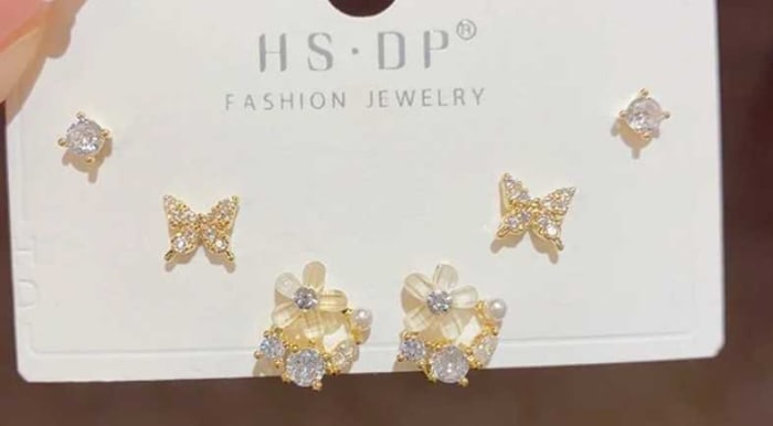 Gold Sweet Flower Butterfly Earrings