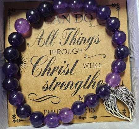 I can do all things Bracelet Purple Wings