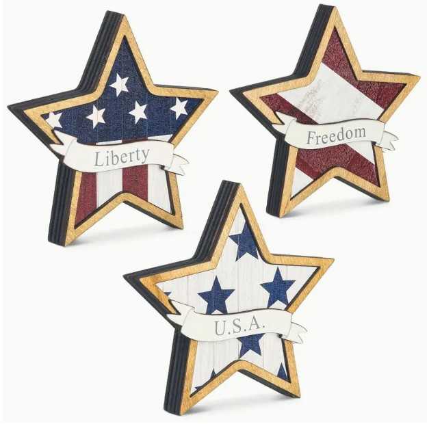 Independence Day Wooden Decorations Set of 3