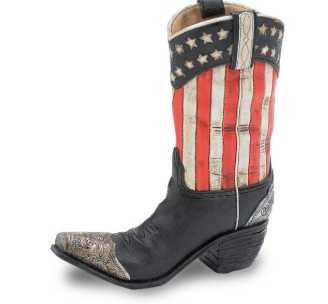 PATRIOTIC RESIN COWBOY BOOT VASE