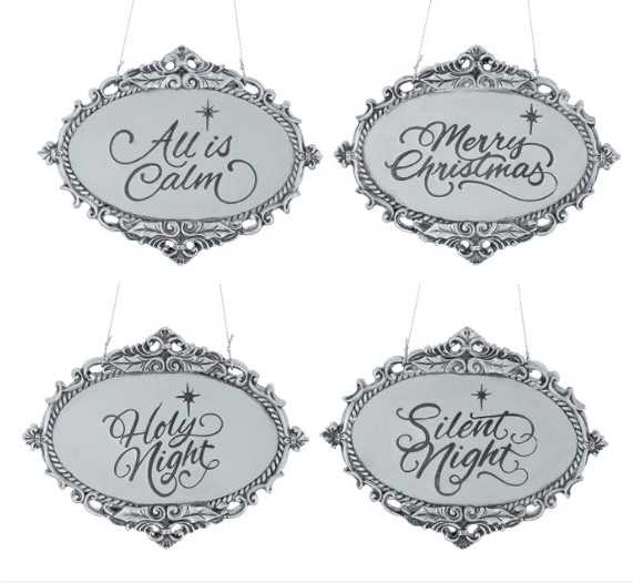 Silver Oval Orneament with Messages