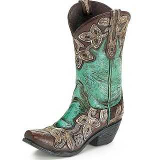 Teal BOOT RESIN VASE