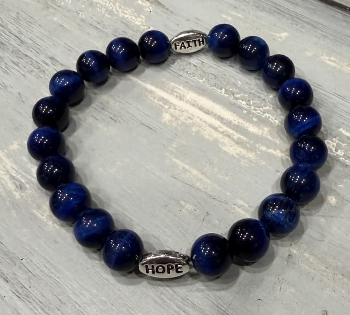 Blue Tiger Eye Faith and Hope Bracelet