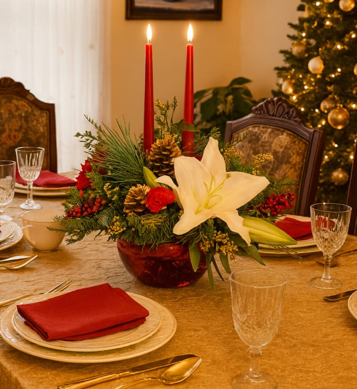 Winter Elegance Candle Arrangement