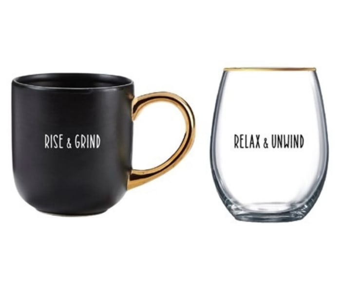 Wine Glass & Coffee Mug Set