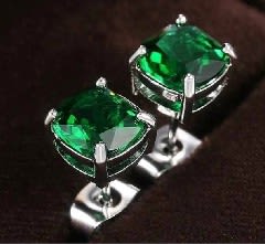 Square Green Earrings