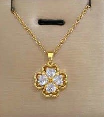 White Heart Clover Necklace