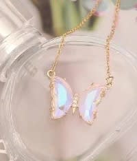 White Butterfly Glass Necklace