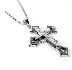 Silver Stud Cross Necklace