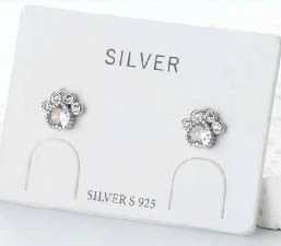 Silver Paw Print Earrings