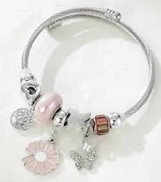 Pink Flower and Butterfly Braclet