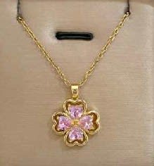Pink Heart Clover Necklace