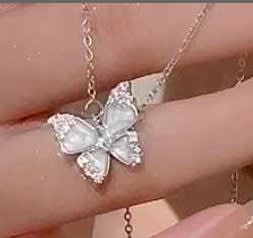 Pearl and Silver Butterfly Necklace