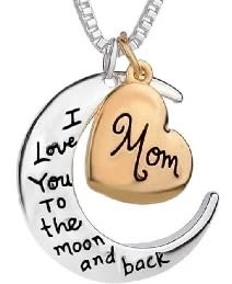 Mom Heart and Moon Necklace