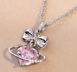 Titanium Bowknot Heart Silver