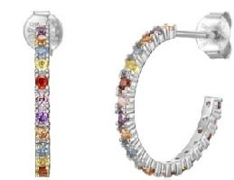 Silver Rainbow Studded Hoop Earrings
