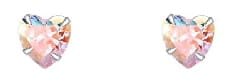 Iridescent Heart Stud Earrings 4mm