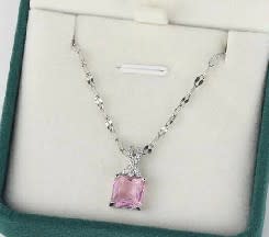 Silver and Pink Square Necklace