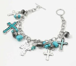 Turquoise Cross Western Cowboy Bracelet
