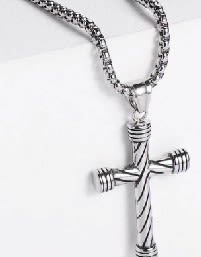 Silver Stainless Steel Cross Necklace