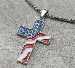 Silver Flag cross Necklace