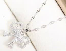 Silver Studded Bow Necklace