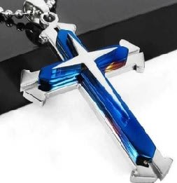 Small Blue Cross Necklace