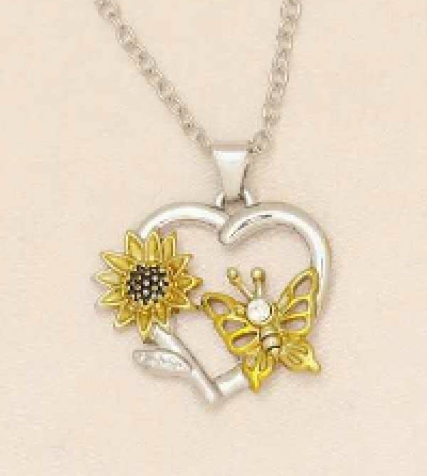 Sunflower and Butterfly Necklace
