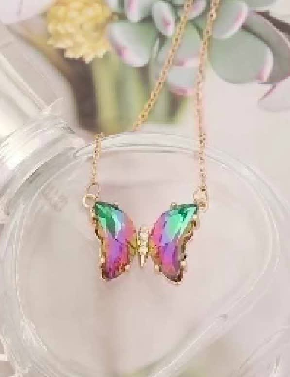 Colorful Butterfly Glass Necklace