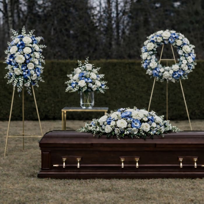 Blue & White Flower Funeral Set