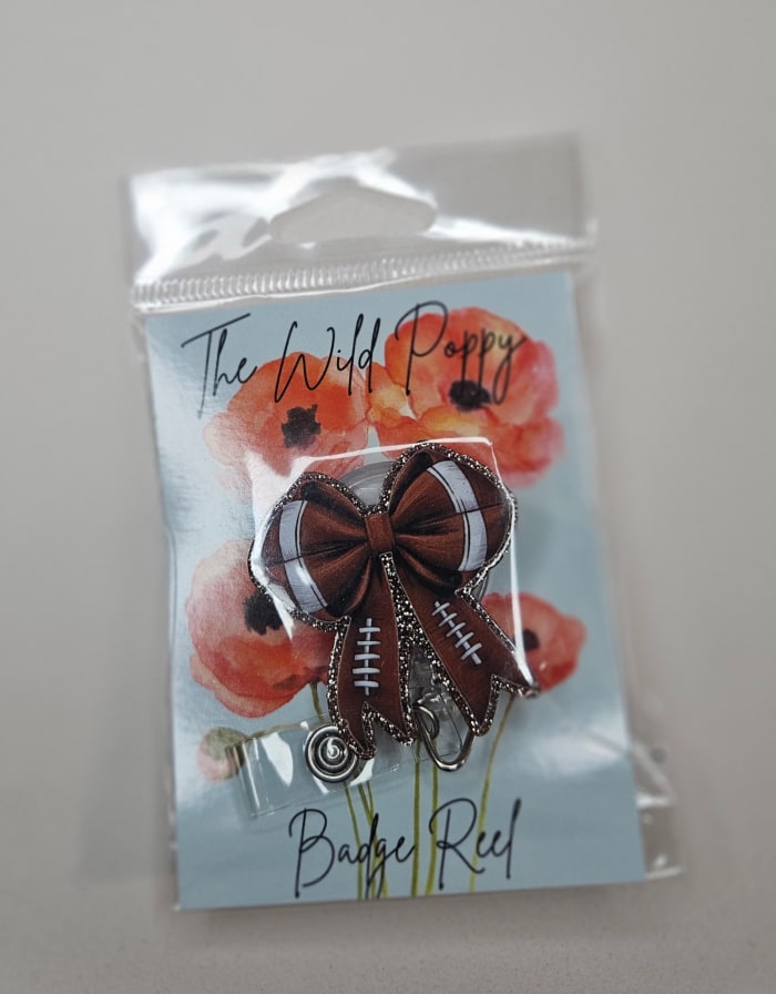 Football Bow Badge Clip