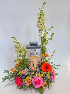 Example of Lantern in a bed of flowers