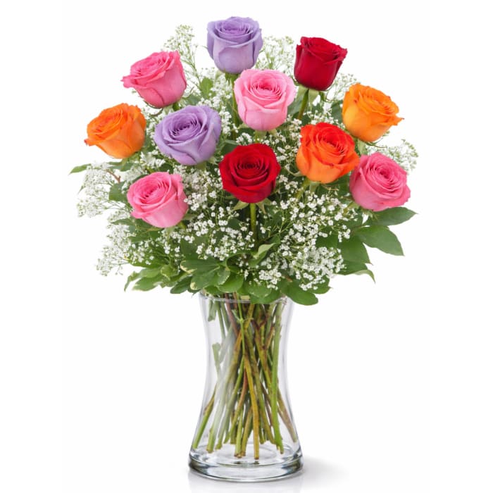 One Dozen Vibrant Roses