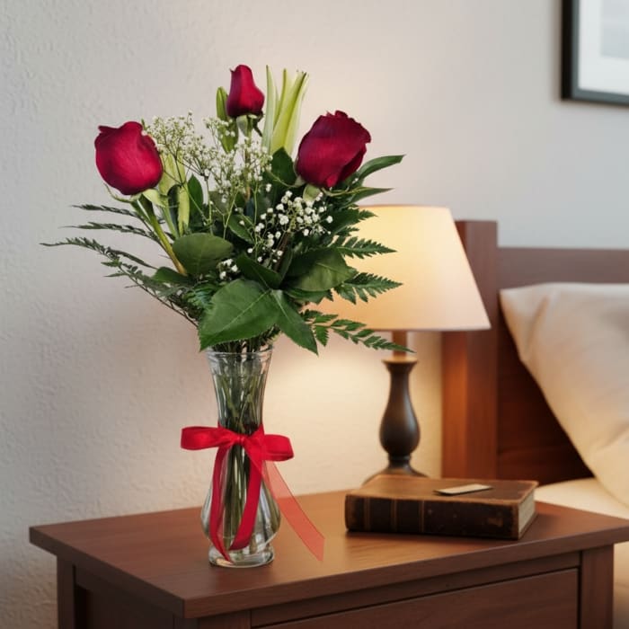 Three Rose and Lily Vase