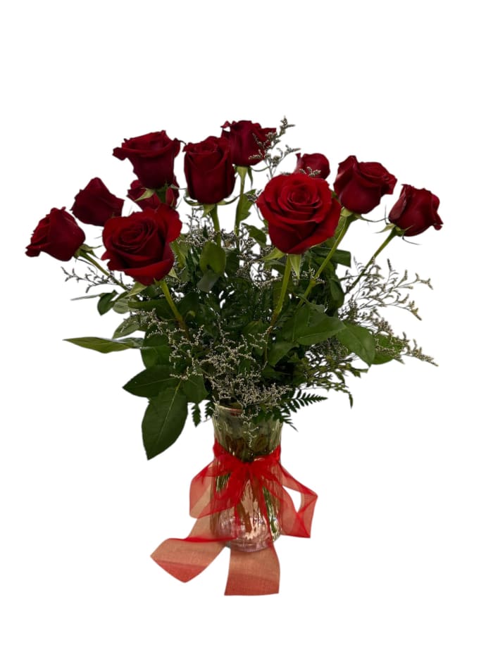 12 Red Roses with Premium Filler