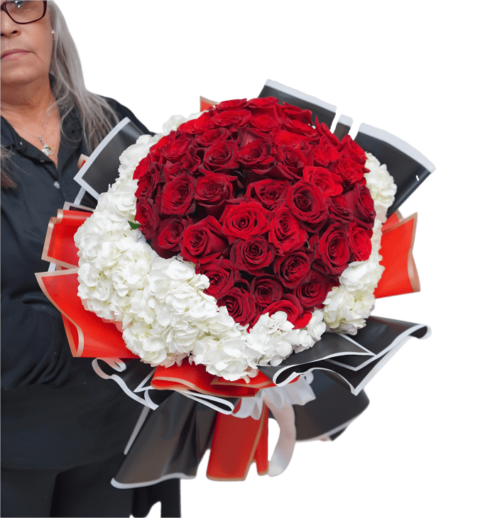 VA-21 Bouquet de rosas y hortensias