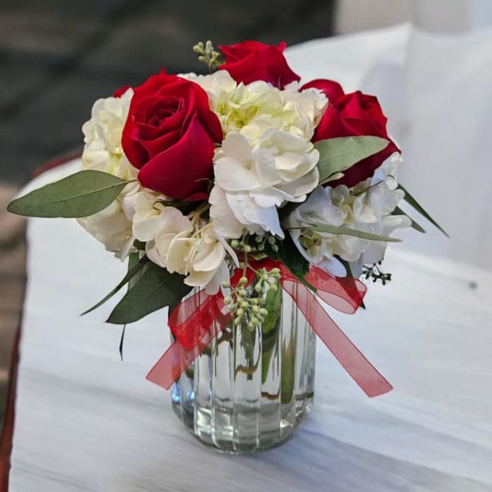 Hydrangea And Rose Mason Jar